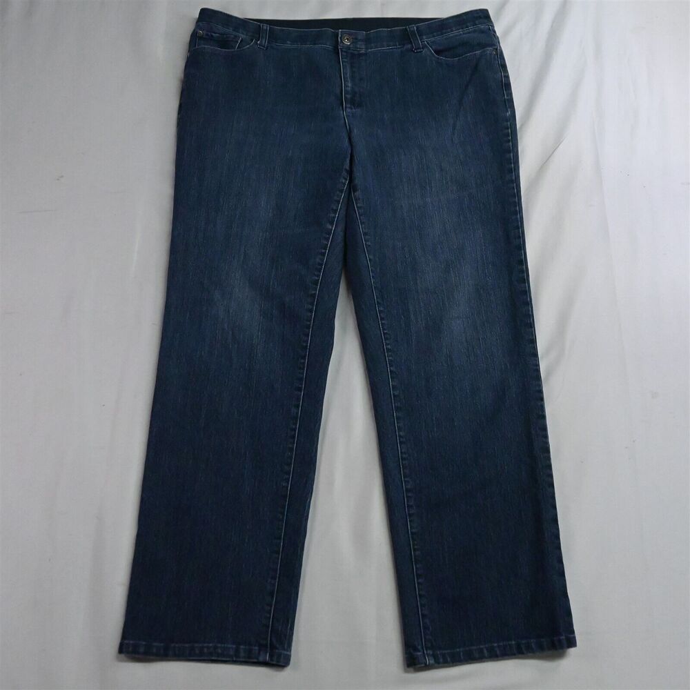CJ Banks 18W Comfort Waist Straight Plus Dark Wash Stretch Denim Jeans
